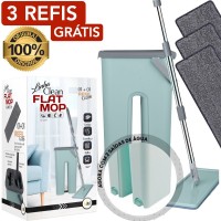 Rodo Mop Flat Mop E Balde Limpeza Esfregão + 3 Refil Gratis
