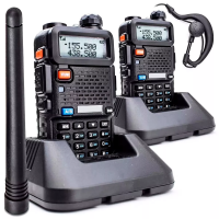 Kit 2 Rádio Comunicador Ht Uv-5r Dual Band Uhf Vhf Fone Ptt