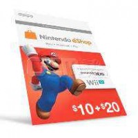Cartão Nintendo 3ds - Wii U Eshop Cash Card $30 ($20+$10) Us